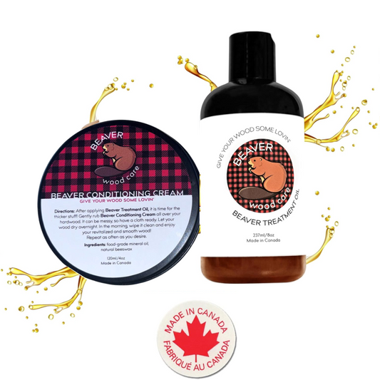 Beaver Wood Care Holiday Duo: Cutting Board Oil & Cutting Board Cream. Made in Canada