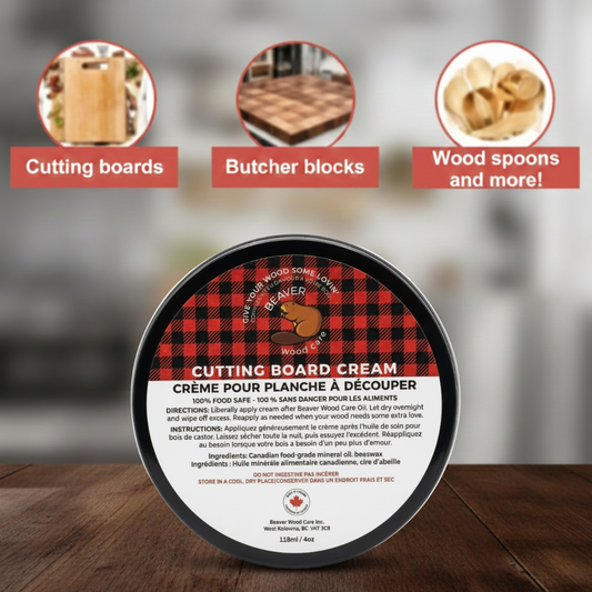 118ml Cutting Board Cream | 100% Canadian Beeswax & Mineral Oil | Food Safe Finish