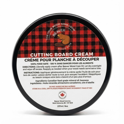 237ml Cutting Board Cream | 100% Canadian Beeswax & Mineral Oil | Food Safe Finish