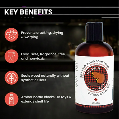 473ml Beaver Wood Care: Butcher Block & Cutting Board Oil | Food Grade Conditioner for Bamboo & Hardwoods