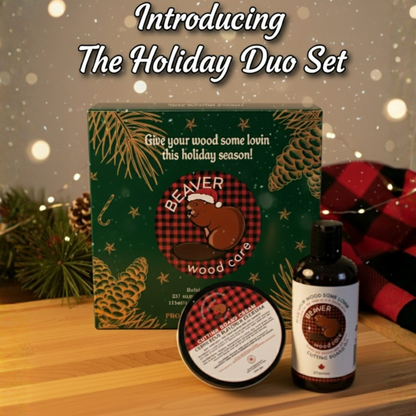 Beaver Wood Care Holiday Duo: Cutting Board Oil & Cutting Board Cream. Made in Canada